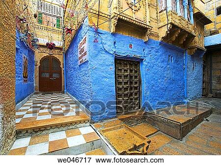 Colorful old haveli. Bikaner. Rajasthan. India. View Large Photo Image Stock Photo - Colorful old haveli. Bikaner. Rajasthan. India.. Fotosearch