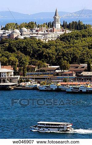 Cruise boat passing in front of Topkapi Palace. Istanbul. Turkey View Large Photo Image Stock Photo - Cruise boat passing in front of Topkapi Palace. Istanbul. Turkey. Fotosearch