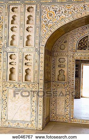 Decorated marble wall and door. Red Fort. Agra. Uttar Pradesh. India. View Large Photo Image Stock Photo - Decorated marble wall and door. Red Fort. Agra. Uttar Pradesh. India.. Fotosearch