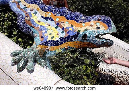 Dragon at Parc G? ell by Gaud?, Barcelona. Catalonia, Spain View Large Photo Image Stock Photo - Dragon at Parc G? ell by Gaud?, Barcelona. Catalonia, Spain. Fotosearch