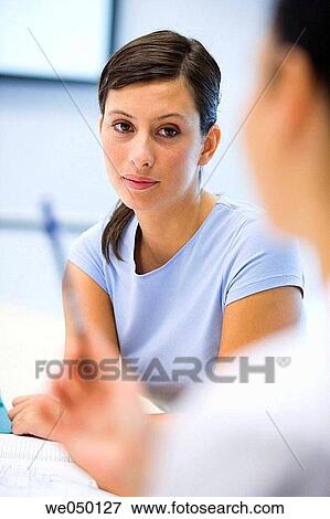 Fatronik Research Centre, San Sebastian Technological Park, Donostia, Gipuzkoa, Basque Country. Businesswoman in meeting. View Large Photo Image Stock Photo - Fatronik Research Centre, San Sebastian Technological Park, Donostia, Gipuzkoa, Basque Country. Businesswoman in meeting.. Fotosearch