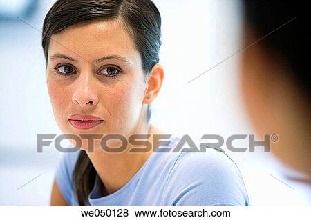 Stock Photo - Fatronik Research Centre, San Sebastian Technological Park, Donostia, Gipuzkoa, Basque Country. Businesswoman in meeting.. Fotosearch