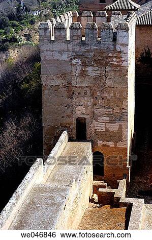 Fortified wall and tower. La Alhambra. Granada. Andalusia. Spain View Large Photo Image Stock Photograph - Fortified wall and tower. La Alhambra. Granada. Andalusia. Spain. Fotosearch