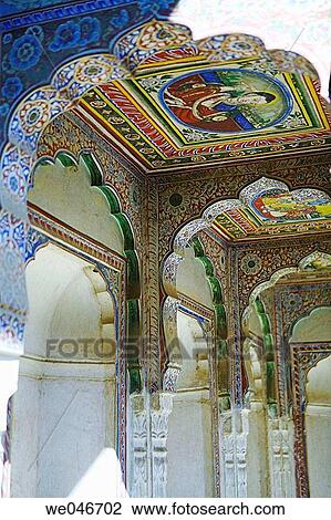 Hand-painted columns inside old haveli. Mandawa. Rajasthan. India. View Large Photo Image Stock Image - Hand-painted columns inside old haveli. Mandawa. Rajasthan. India.. Fotosearch