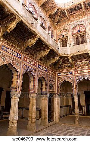 Hand-painted columns inside old haveli. Mandawa. Rajasthan. India. View Large Photo Image Stock Photo - Hand-painted columns inside old haveli. Mandawa. Rajasthan. India.. Fotosearch