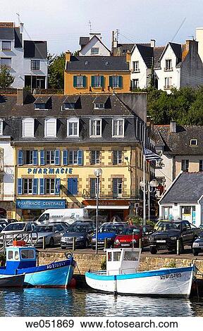 Stock Photo - Harbour view, Audierne. Finist? re, Brittany, France. Fotosearch