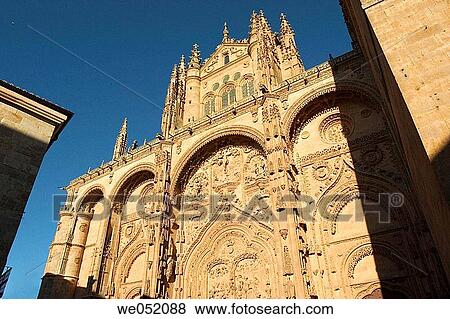 Main front of Gothic cathedral, Salamanca. Castilla-Le? n, Spain View Large Photo Image Stock Photo - Main front of Gothic cathedral, Salamanca. Castilla-Le? n, Spain. Fotosearch