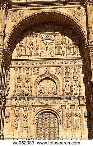 Stock Photo - Main front of San Esteban convent (16th century), Salamanca. Castilla-Le? n, Spain. Fotosearch