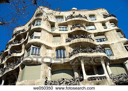 Mil? House (aka La Pedrera by Gaudi, 1906-1912), Barcelona. Catalonia, Spain View Large Photo Image Stock Image - Mil? House (aka La Pedrera by Gaudi, 1906-1912), Barcelona. Catalonia, Spain. Fotosearch