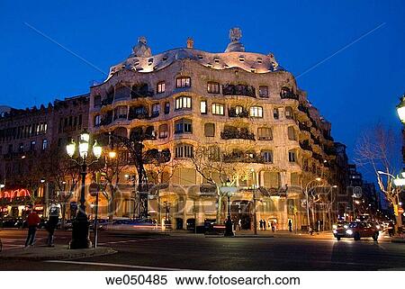 Stock Photography - Milß House (aka La Pedrera, 1906-1912 by Gaudi), Barcelona. Catalonia, Spain. Fotosearch
