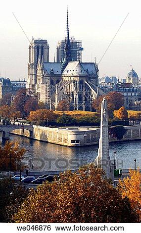 Stock Photograph - Notre Dame and fall colors. Paris. France. Fotosearch