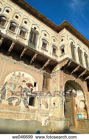 Old hand-painted haveli. Mandawa. Rajasthan. India View Large Photo Image Stock Photo - Old hand-painted haveli. Mandawa. Rajasthan. India. Fotosearch