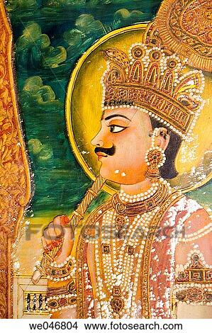 Painting of an Indian Maharaja in the Bhandasar Jain Temple. Bikaner. Rajasthan. India. View Large Photo Image Picture - Painting of an Indian Maharaja in the Bhandasar Jain Temple. Bikaner. Rajasthan. India.. Fotosearch