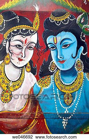 Painting of Indian gods Krishna and Radha. New Delhi. India View Large Photo Image Stock Image - Painting of Indian gods Krishna and Radha. New Delhi. India. Fotosearch