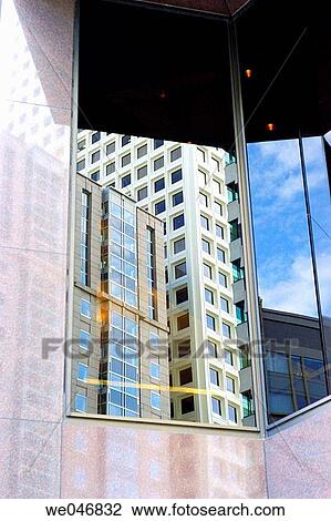 Reflection of skyscrapers in glass window. San Francisco. California. United States View Large Photo Image Stock Image - Reflection of skyscrapers in glass window. San Francisco. California. United States. Fotosearch