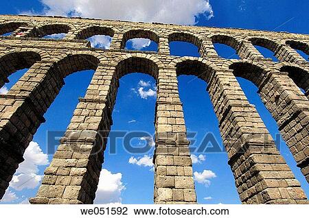 Stock Image - Roman aqueduct, Segovia. Castilla-Le? n, Spain. Fotosearch