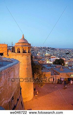 Sandstone Fort and the city at sunset. Jaisalmer. Rajasthan. India. View Large Photo Image Stock Image - Sandstone Fort and the city at sunset. Jaisalmer. Rajasthan. India.. Fotosearch