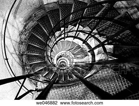 Stock Image - Spiral staircase of the Arc de Triomphe. Paris. France. Fotosearch