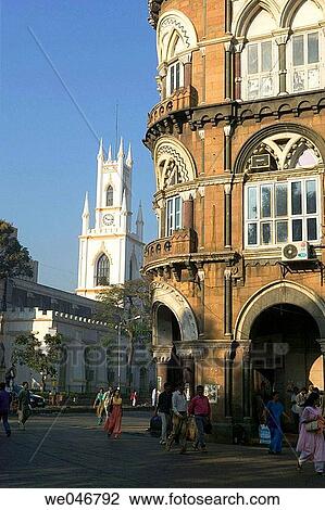 St-Thomas Cathedral and brick building. Mumbai (ex Bombay). India. View Large Photo Image Stock Image - St-Thomas Cathedral and brick building. Mumbai (ex Bombay). India.. Fotosearch