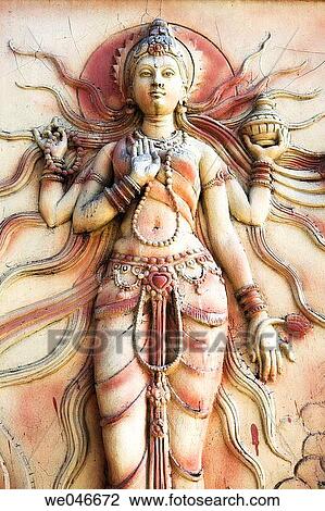 Stock Image - Statue of Indian goddess of wealth Lakshmi. Rishikesh. Uttaranchal. India.. Fotosearch