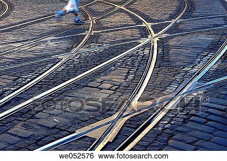 Steets. Cobbles and rails. Prague. Czech Republic View Large Photo Image Stock Photograph - Steets. Cobbles and rails. Prague. Czech Republic. Fotosearch