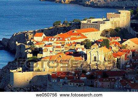 Sunrise. Old city. Dubrovnik. Croatia. View Large Photo Image Stock Photograph - Sunrise. Old city. Dubrovnik. Croatia.. Fotosearch