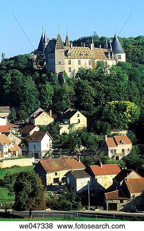 The Ch? teau de La Rochepot - C? te-d? or - Burgundy - France View Large Photo Image Stock Photo - The Ch? teau de La Rochepot - C? te-d? or - Burgundy - France. Fotosearch
