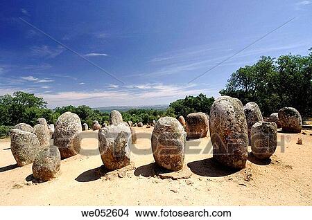 The Cromlech of Almendres. Archaeological landscape. Alentejo. Portugal. View Large Photo Image Picture - The Cromlech of Almendres. Archaeological landscape. Alentejo. Portugal.. Fotosearch
