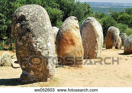 The Cromlech of Almendres. Archaeological landscape. Alentejo. Portugal. View Large Photo Image Stock Image - The Cromlech of Almendres. Archaeological landscape. Alentejo. Portugal.. Fotosearch