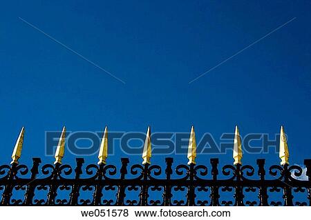 The fence of the royal palace in Madrid, april 2006 View Large Photo Image Stock Photo - The fence of the royal palace in Madrid, april 2006. Fotosearch