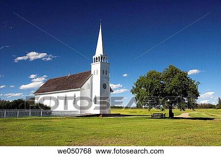 Stock Photo - The historic St. Antoine de Padoue Church at Batoche, Saskatchewan Canada. Fotosearch