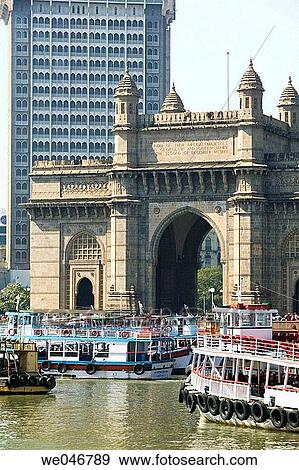 Tour boats in front of the Gateway of India. Mumbai (ex Bombay). India. View Large Photo Image Stock Photo - Tour boats in front of the Gateway of India. Mumbai (ex Bombay). India.. Fotosearch