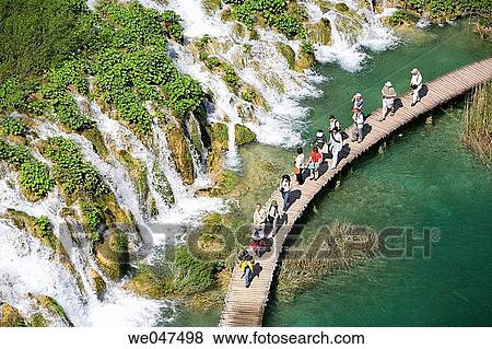 Tourists in Plitvice National Park, Croatia View Large Photo Image Stock Photo - Tourists in Plitvice National Park, Croatia. Fotosearch