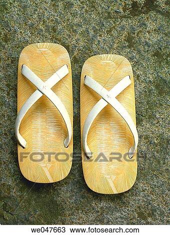 Stock Image - Traditional sandals (geta), Kyoto, Japan. Fotosearch