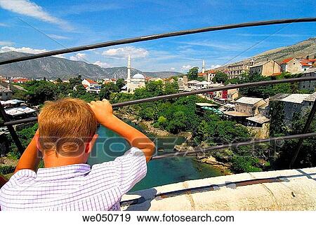 View from the main bridge. Mostar. Bosnia and Herzegovina. View Large Photo Image Stock Photo - View from the main bridge. Mostar. Bosnia and Herzegovina.. Fotosearch