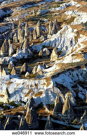 Volcanic landscape with fairy chimneys. G÷reme. Cappadocia. Turkey View Large Photo Image Stock Image - Volcanic landscape with fairy chimneys. G÷reme. Cappadocia. Turkey. Fotosearch