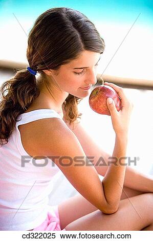 adolescence, brunette, beauty, apple, 20's View Large Photo Image Stock Photography - adolescence, brunette, beauty, apple, 20's. Fotosearch