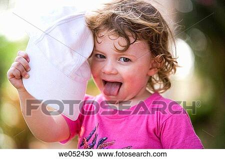 Stock Image - amusement, child, cap, amusing, 3-4 years. Fotosearch