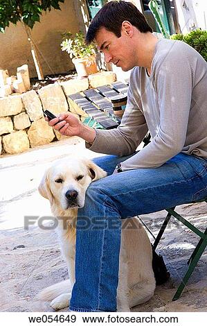 animal, cell phone, calm, 30's View Large Photo Image Stock Photo - animal, cell phone, calm, 30's. Fotosearch