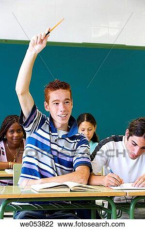 Arm raised, classroom, boy, book, adolescence View Large Photo Image Stock Image - Arm raised, classroom, boy, book, adolescence. Fotosearch