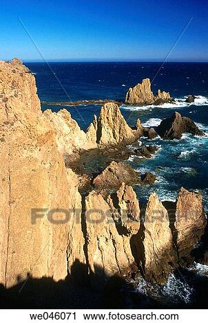 Arrecife de Las Sirenas (Mermaids Reef), Cabo de Gata - Nijar Natural Park. Almeria province, Andalusia, Spain View Large Photo Image Stock Image - Arrecife de Las Sirenas (Mermaids Reef), Cabo de Gata - Nijar Natural Park. Almeria province, Andalusia, Spain. Fotosearch