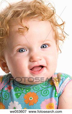 Stock Photo - baby, blond, blue eyes, child, childhood. Fotosearch