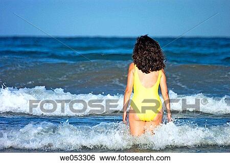back view, bathe, bathing, bathing-suit, beach View Large Photo Image Stock Photograph - back view, bathe, bathing, bathing-suit, beach. Fotosearch