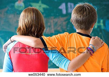 back view, Best friend, blackboard, board, boy View Large Photo Image Stock Image - back view, Best friend, blackboard, board, boy. Fotosearch