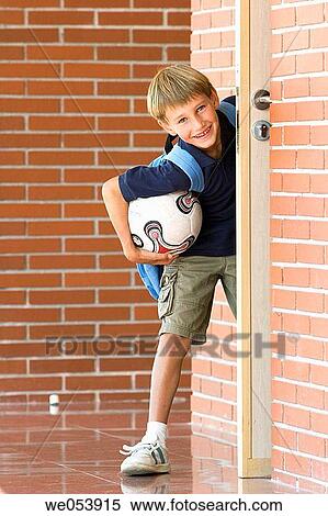 backpack, ball, blond, boy, child View Large Photo Image Stock Photography - backpack, ball, blond, boy, child. Fotosearch