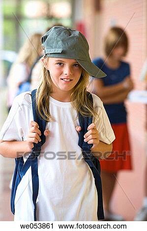 backpack, blond, cap, child View Large Photo Image Stock Image - backpack, blond, cap, child. Fotosearch