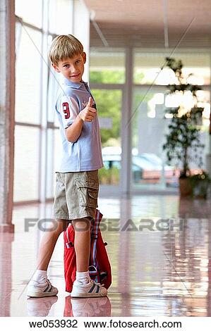 backpack, boy, blond, approval View Large Photo Image Stock Image - backpack, boy, blond, approval. Fotosearch