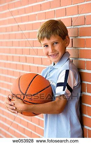 Stock Photo - ball, basketball, blond, boy, child. Fotosearch