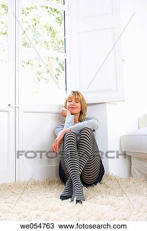 barefoot, carpet, calm, at-home View Large Photo Image Stock Image - barefoot, carpet, calm, at-home. Fotosearch