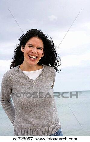 beach, brunette, contemporary View Large Photo Image Stock Photo - beach, brunette, contemporary. Fotosearch